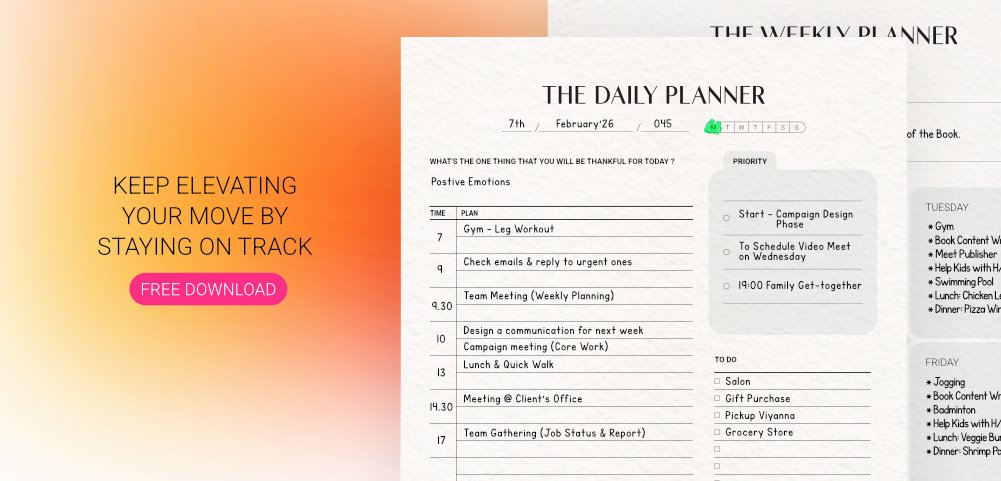 Keep elevating your move by staying on track — free planner download