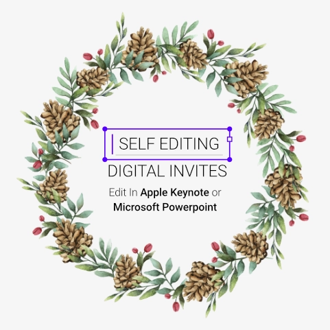 Self editing digital invites, edit in Apple Keynote or Microsoft Powerpoint